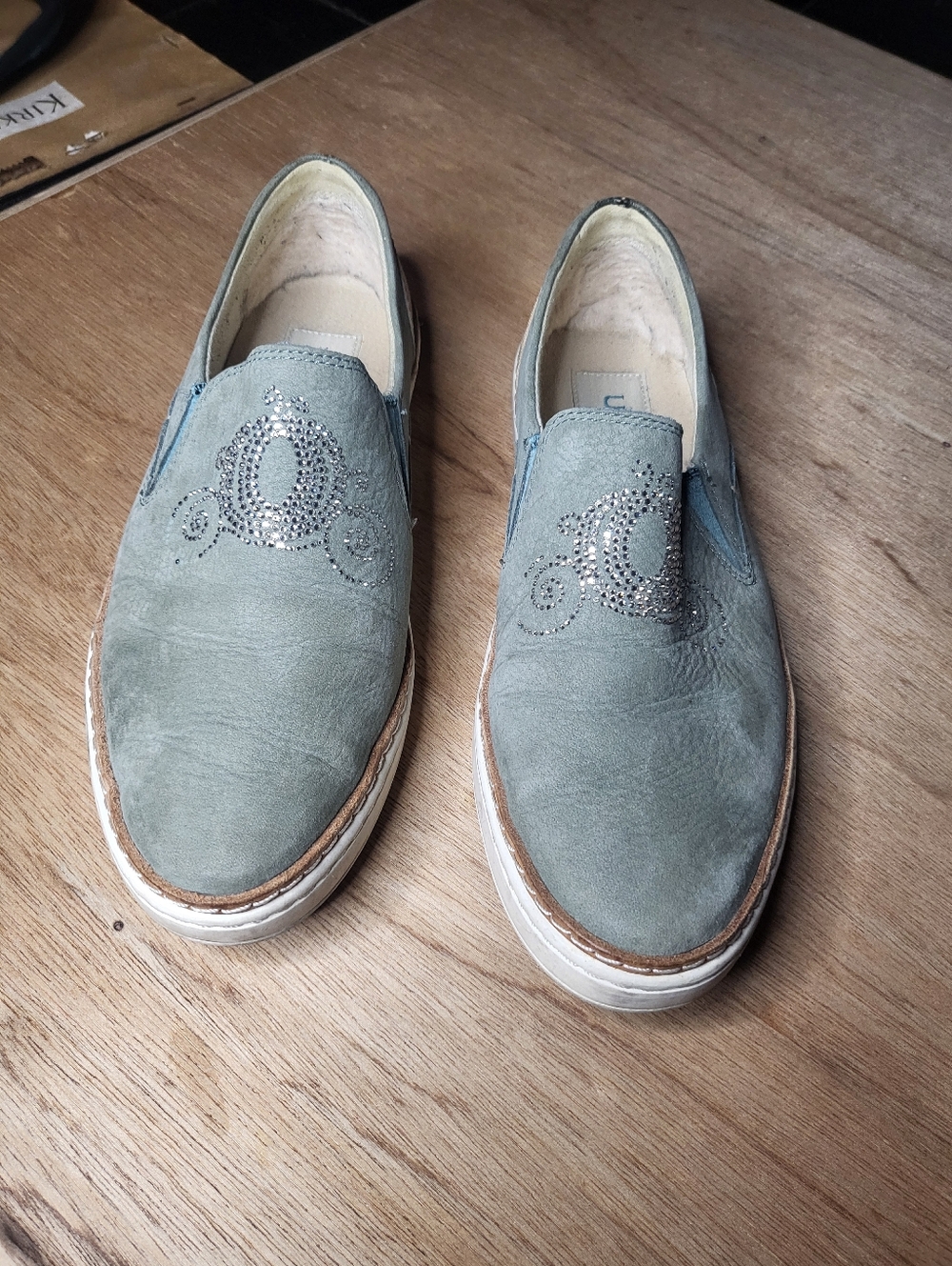 Women's Slip-On Casual Shoes in Sage Green with Stud Detail